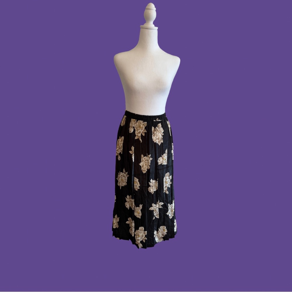 Russ black silk rose skirt